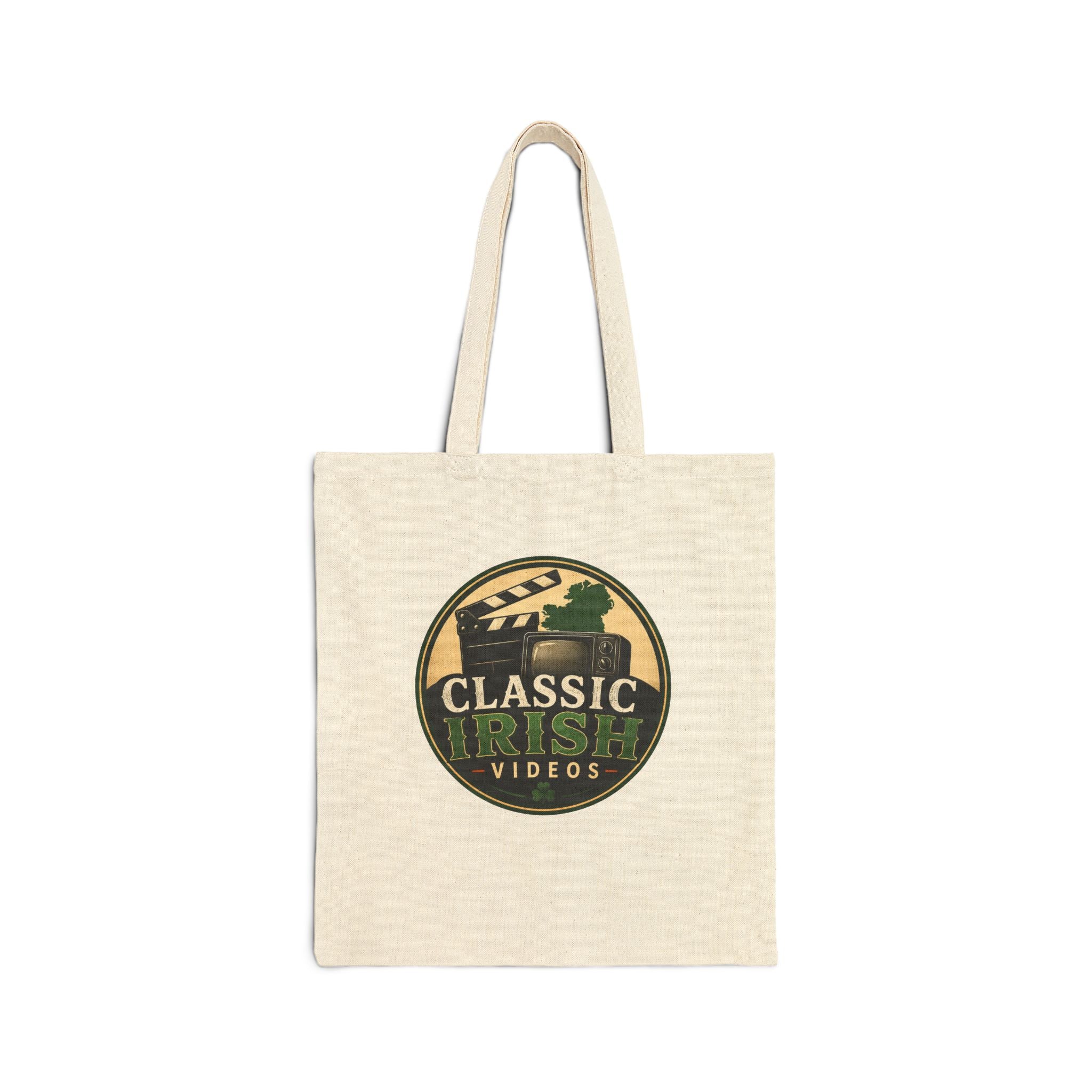 Classic Irish Videos Canvas Tote Bag — Vintage Film Logo Reusable Shopper