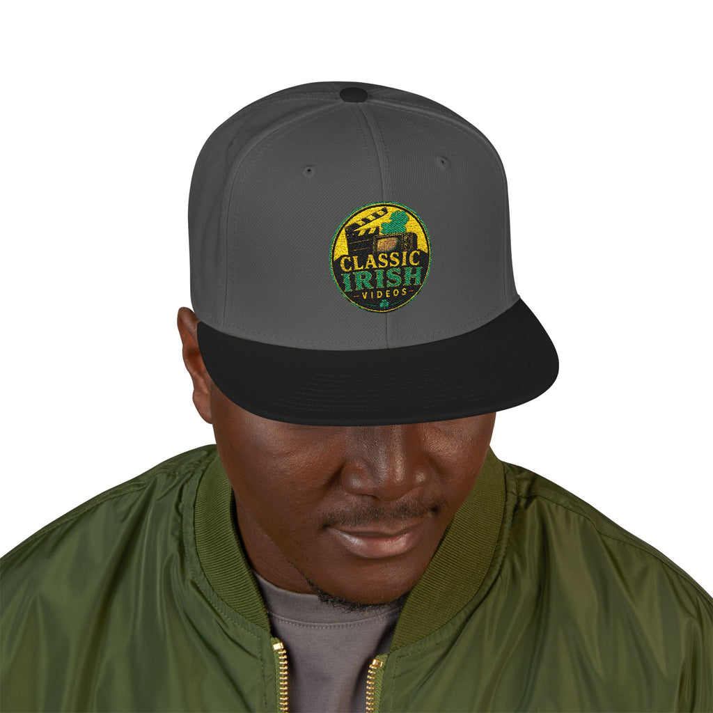 Embroidered Snapback Hat — Retro Green & Yellow Crest Patch