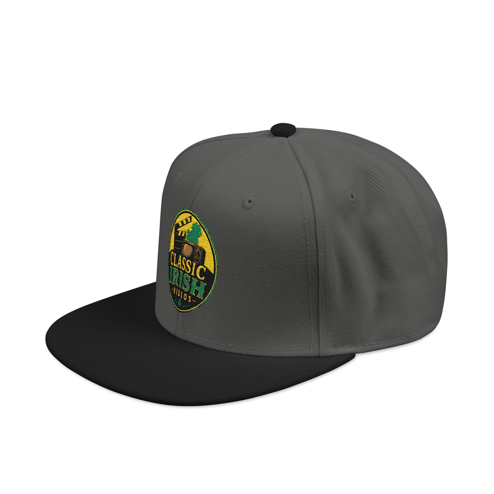 Embroidered Snapback Hat — Retro Green & Yellow Crest Patch