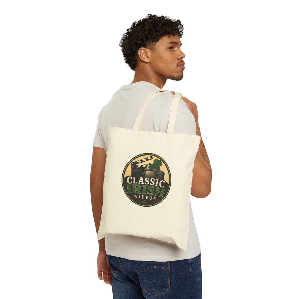Classic Irish Videos Canvas Tote Bag — Vintage Film Logo Reusable Shopper