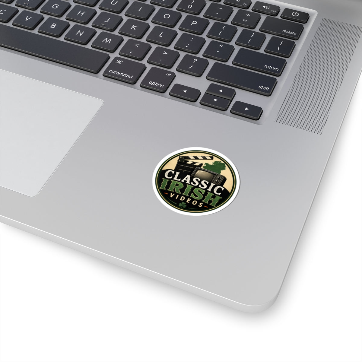 Classic Irish Videos Sticker — Retro TV & Clapper Logo Kiss-Cut Vinyl